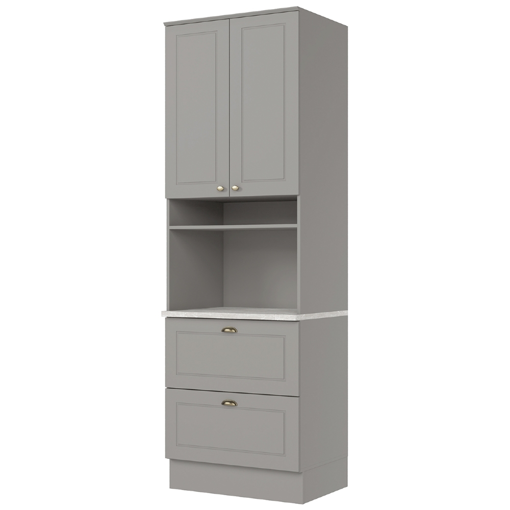 Paneleiro Torre Quente 69cm 2 Portas 100% MDF Americana Cinza/Calcare - Henn
