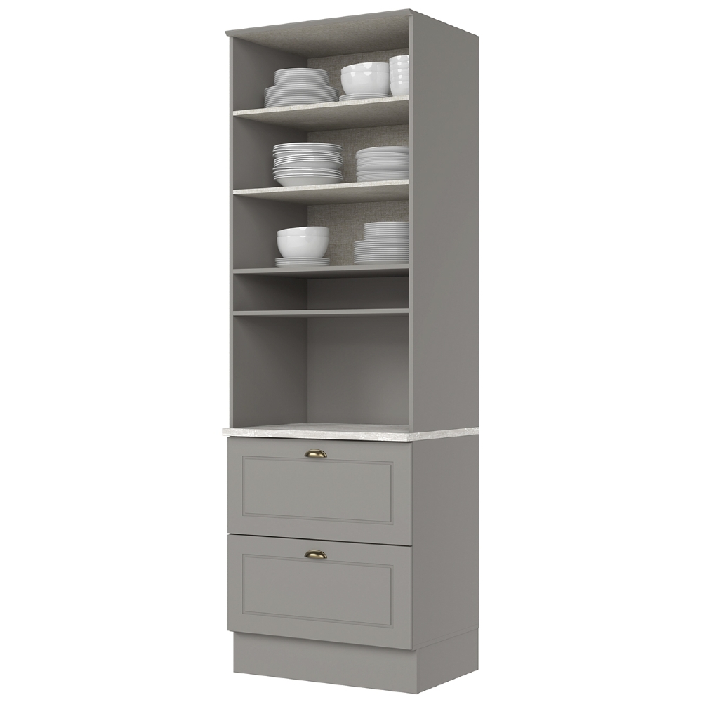 Paneleiro Torre Quente 69cm 2 Portas 100% MDF Americana Cinza/Calcare - Henn