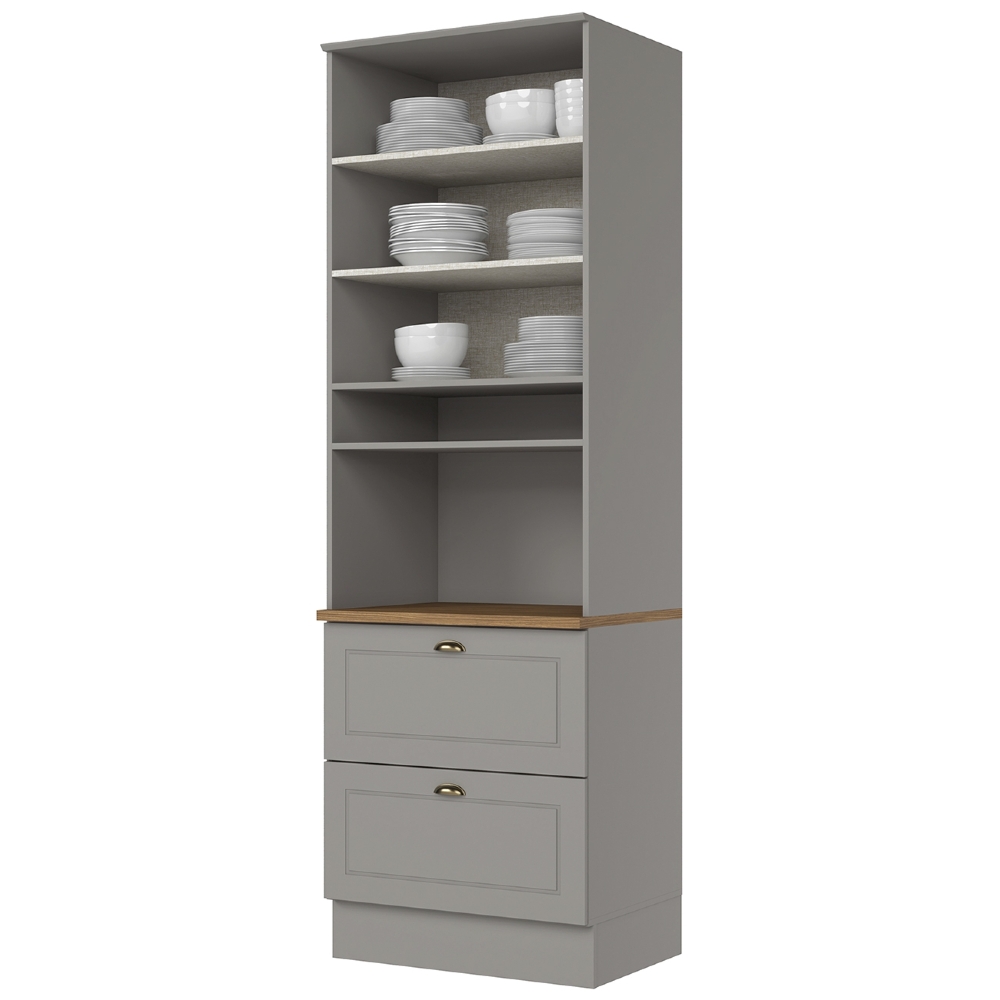 Paneleiro Torre Quente 69cm 2 Portas 100% MDF Americana Cinza/Nature - Henn
