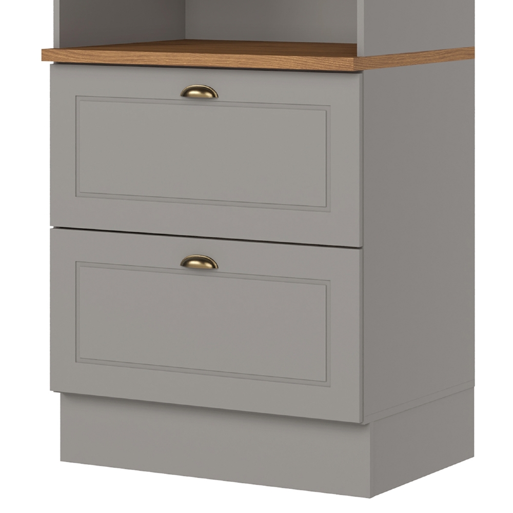 Paneleiro Torre Quente 69cm 2 Portas 100% MDF Americana Cinza/Nature - Henn
