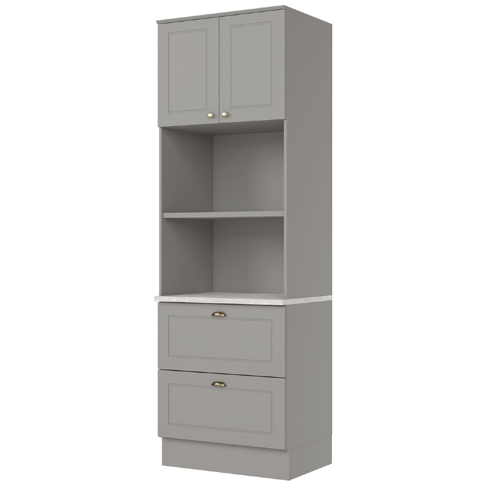 Paneleiro Torre Quente 69cm 2 Nichos 100% MDF Americana Cinza/Calcare - Henn