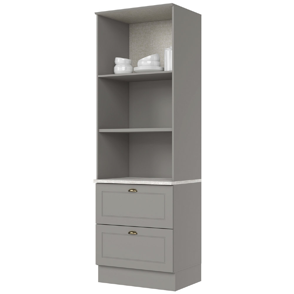 Paneleiro Torre Quente 69cm 2 Nichos 100% MDF Americana Cinza/Calcare - Henn