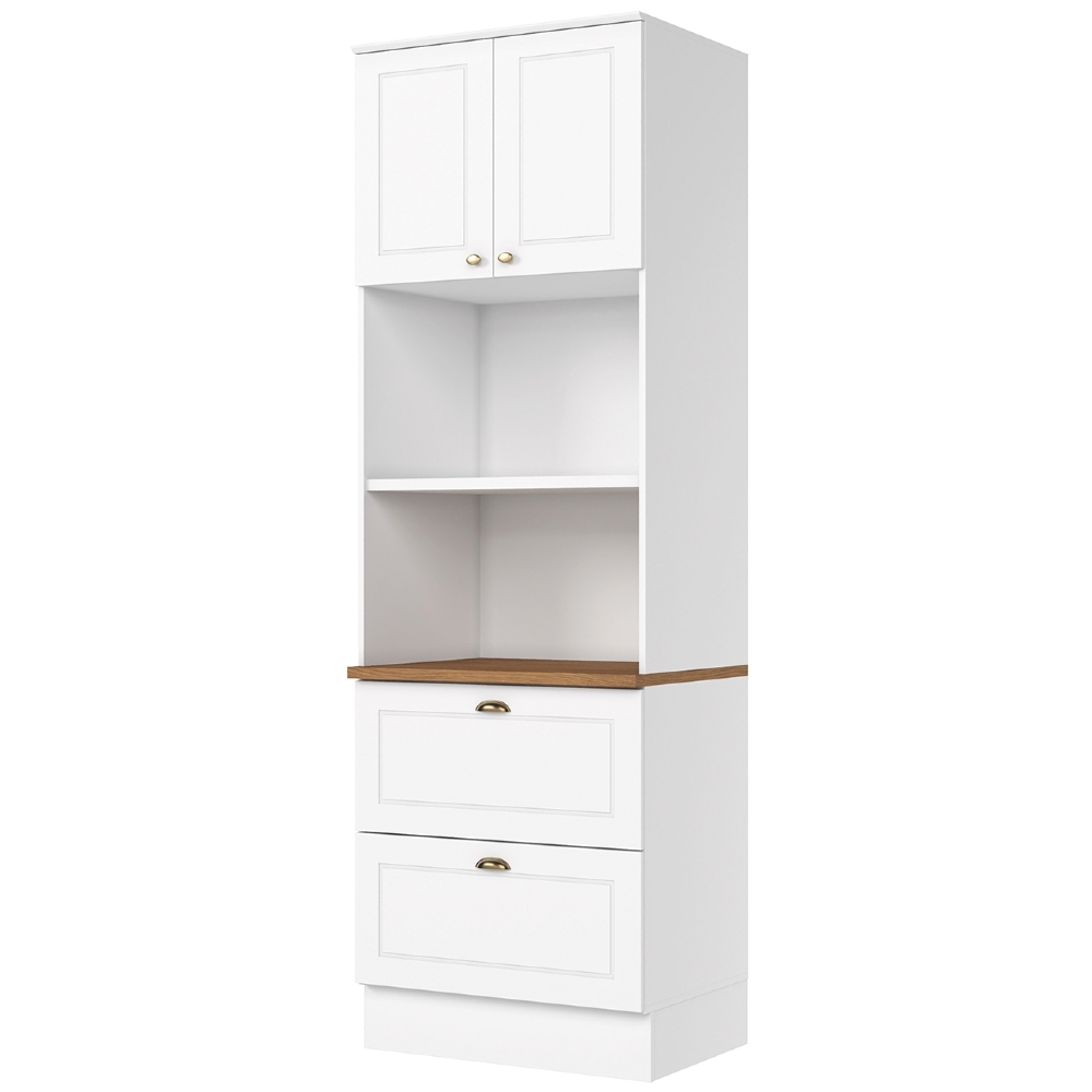 Paneleiro Torre Quente 69cm 2 Nichos 100% MDF Americana Branco/Nature - Henn