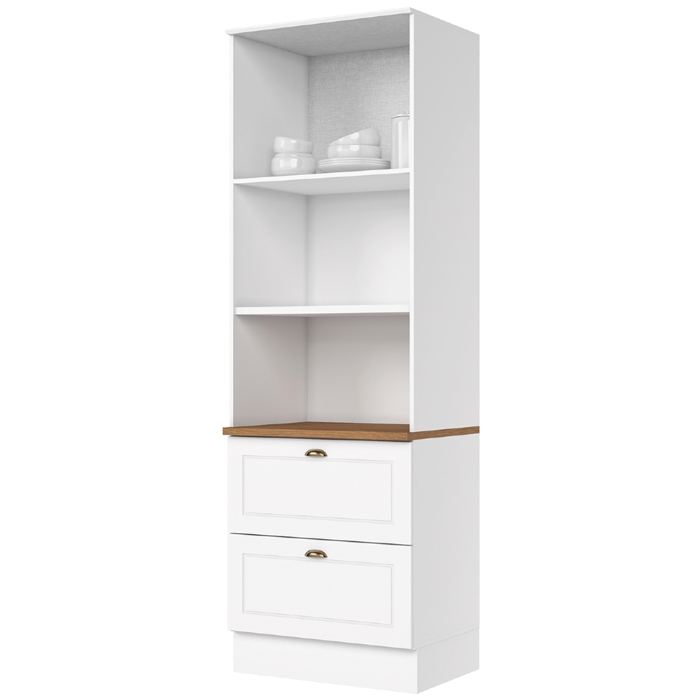 Paneleiro Torre Quente 69cm 2 Nichos 100% MDF Americana Branco/Nature - Henn