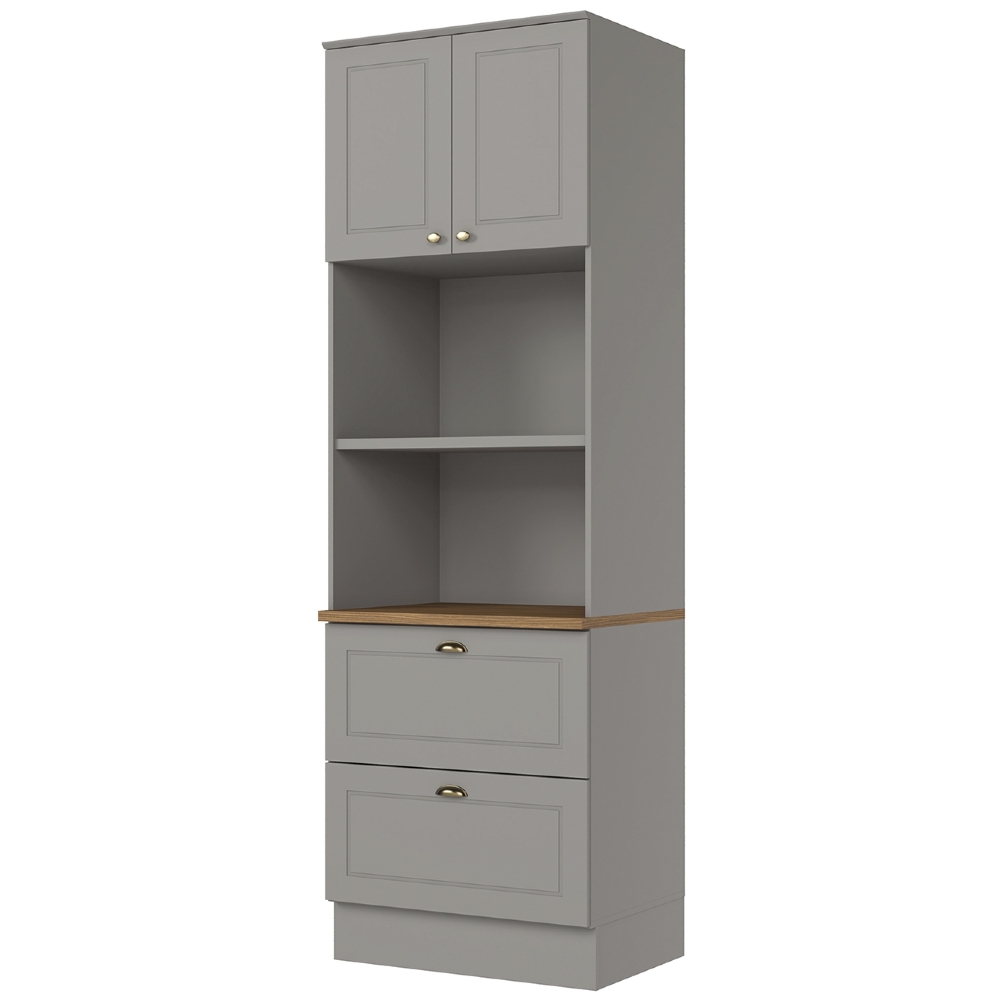 Paneleiro Torre Quente 69cm 2 Nichos 100% MDF Americana Cinza/Nature - Henn