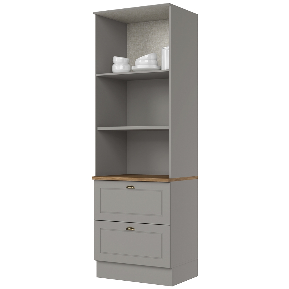 Paneleiro Torre Quente 69cm 2 Nichos 100% MDF Americana Cinza/Nature - Henn