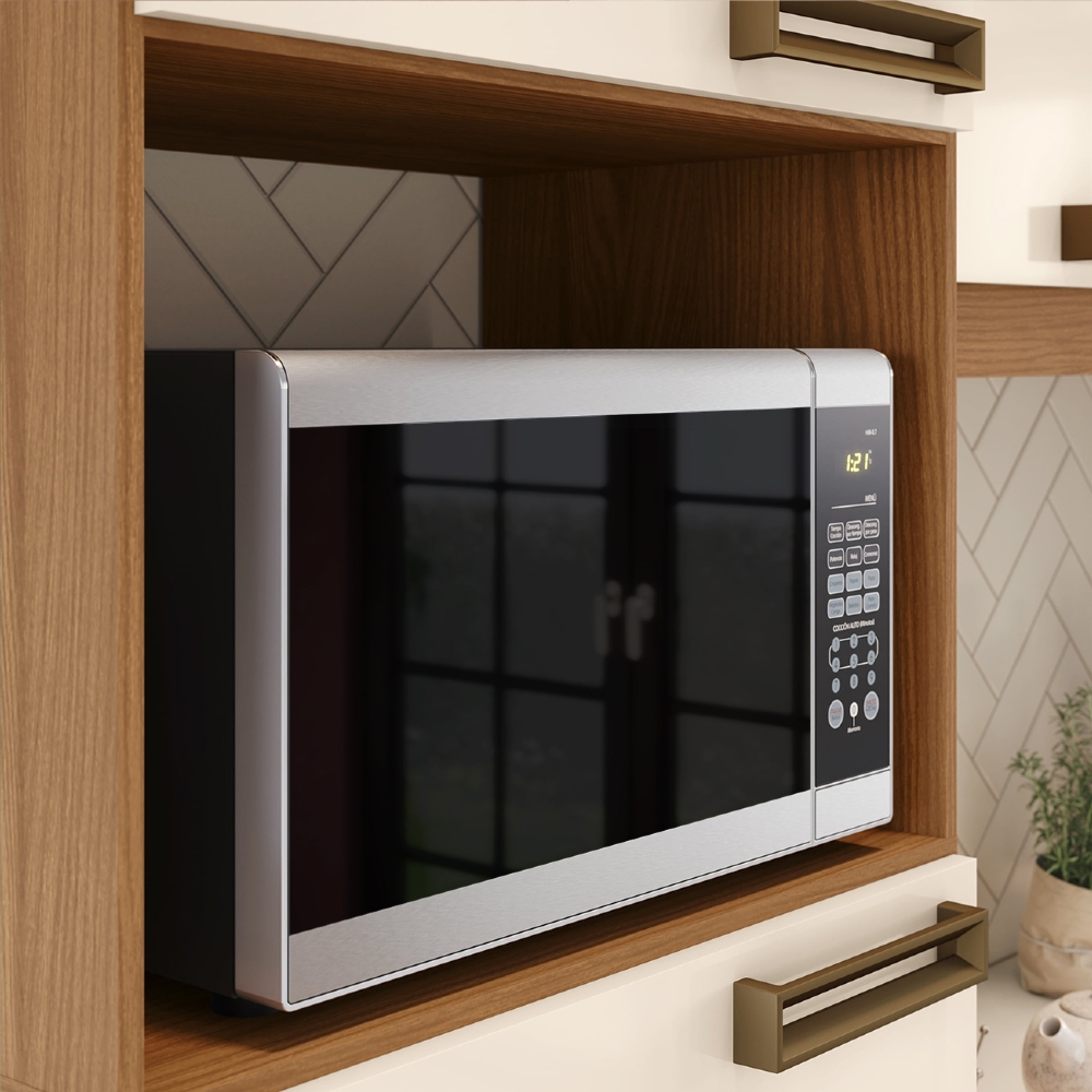 Armário Cozinha Compacta 225cm 7 Portas Elos Nature/Off B07 - Mpozenato