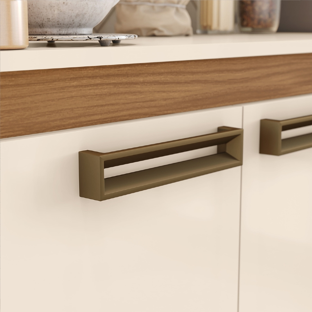 Armário Cozinha Compacta 225cm 7 Portas Elos Nature/Off B07 - Mpozenato