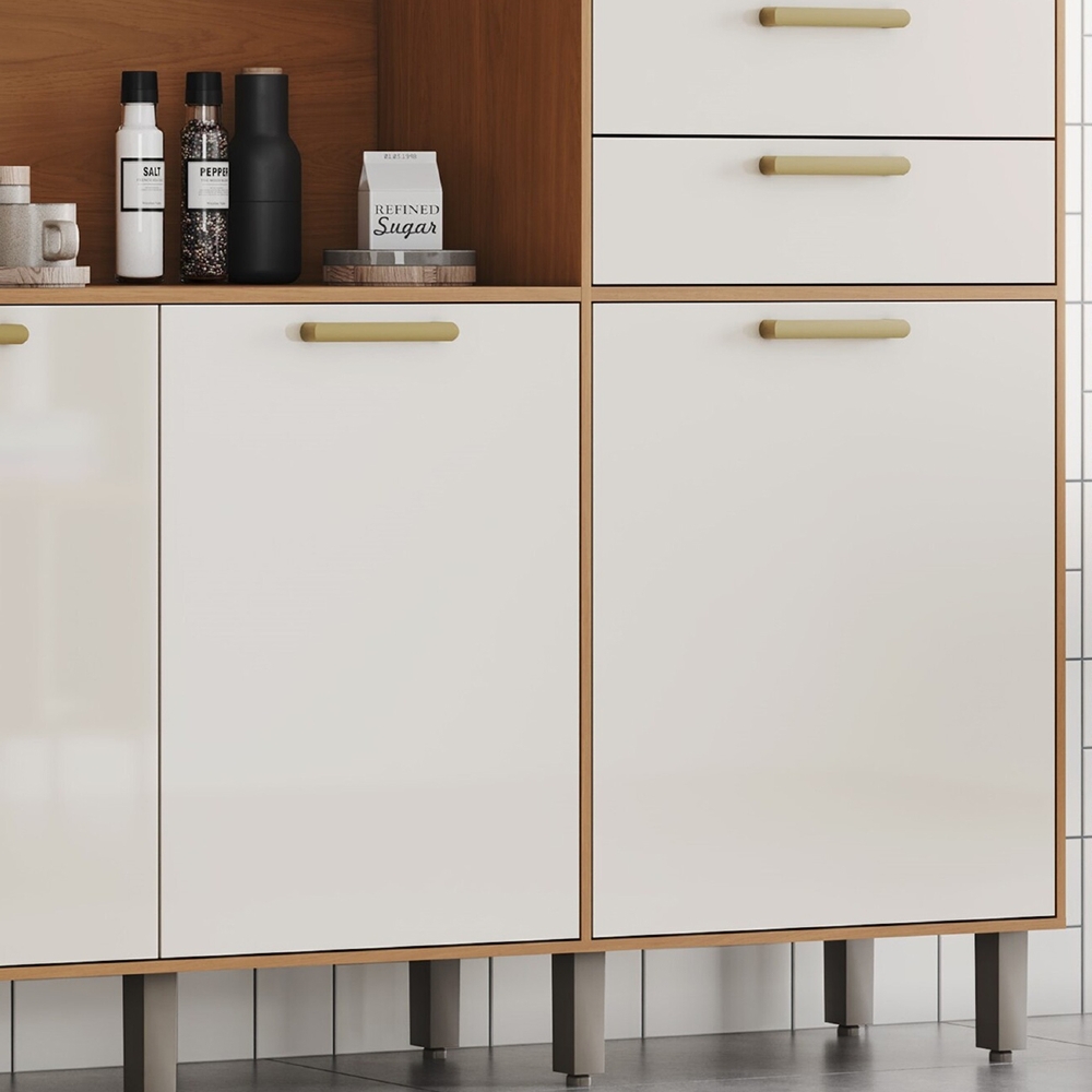 Armário Cozinha Compacta 220cm 8 Portas Íris Nature/Off B07 - Mpozenato