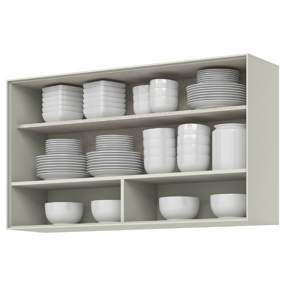 Armário de Cozinha Aéreo 120cm 1 Porta Vidro Amalfi Areia H02 - Mpozenato