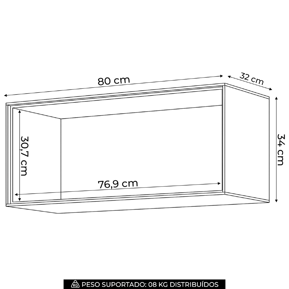 Armário de Cozinha Aéreo 80cm 1 Porta Amalfi Areia H02 - Mpozenato