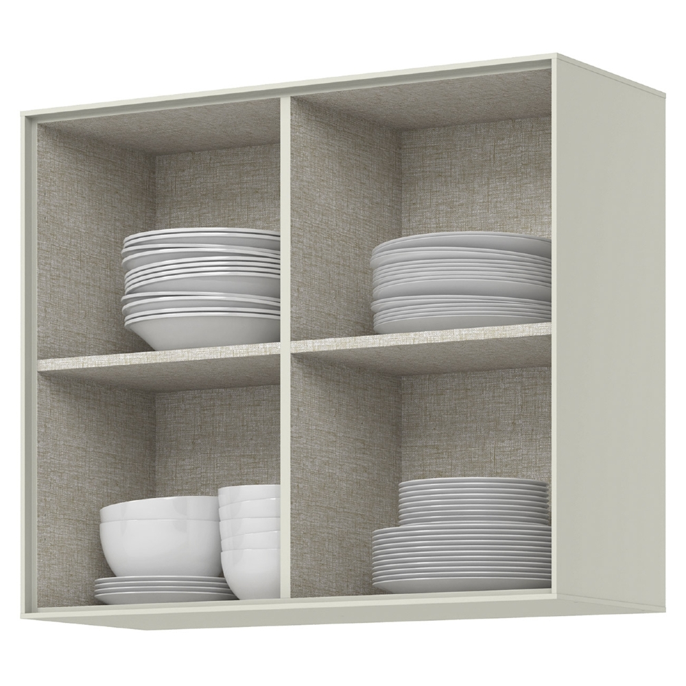 Armário de Cozinha Aéreo 80cm 2 Portas Vidro Amalfi Areia H02 - Mpozenato
