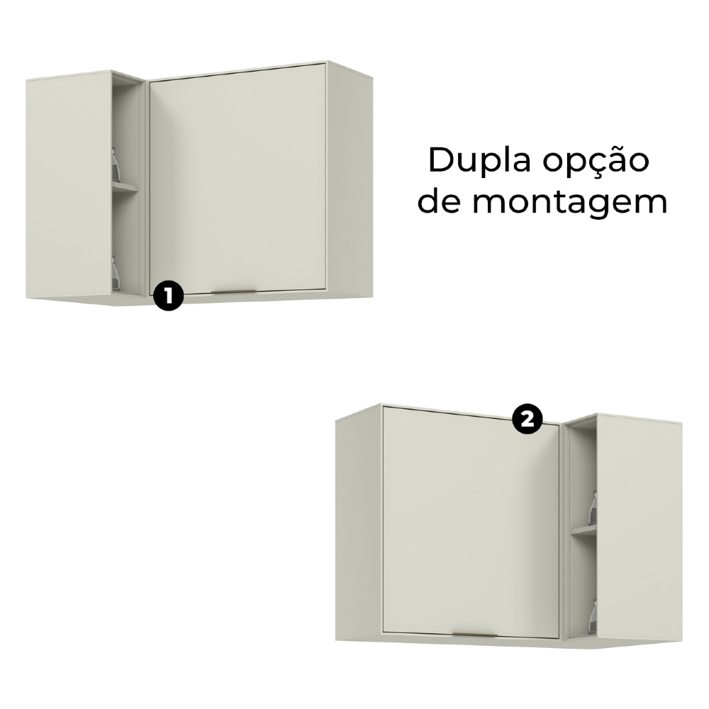 Armário de Cozinha Aéreo Canto Reto 95cm Amalfi Areia H02 - Mpozenato