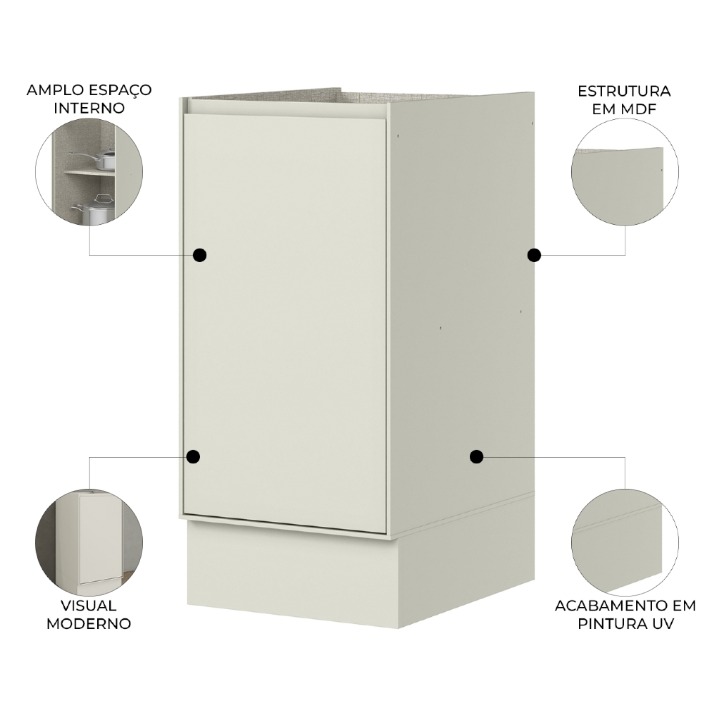 Balcão de Cozinha 40cm Sem Tampo Amalfi Areia H02 - Mpozenato