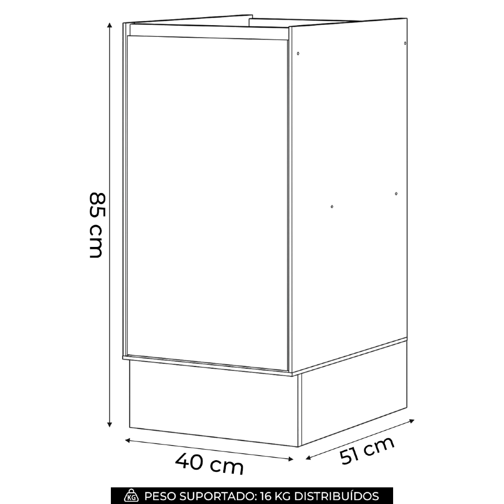 Balcão de Cozinha 40cm Sem Tampo Amalfi Areia H02 - Mpozenato
