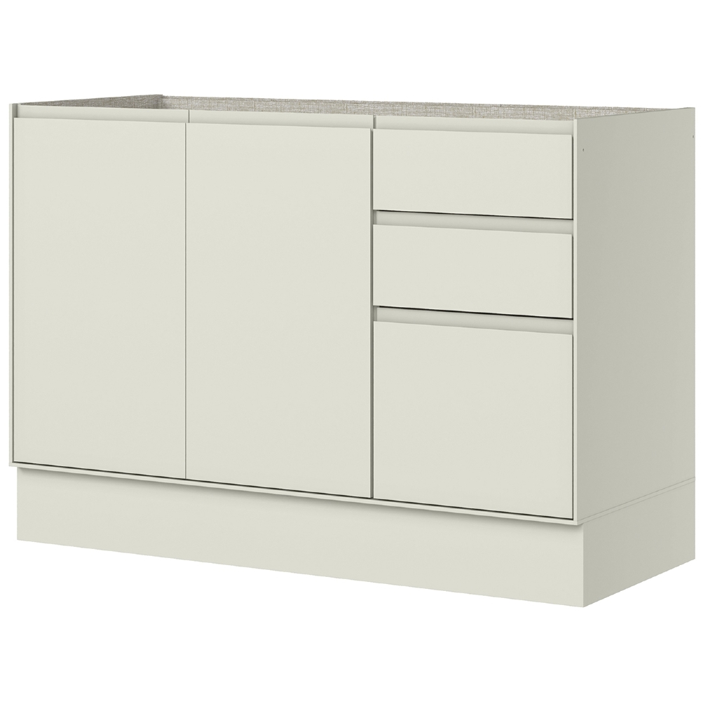 Balcão de Cozinha P/ Pia 120cm 3 Portas Sem Tampo Amalfi Areia H02 - Mpozenato