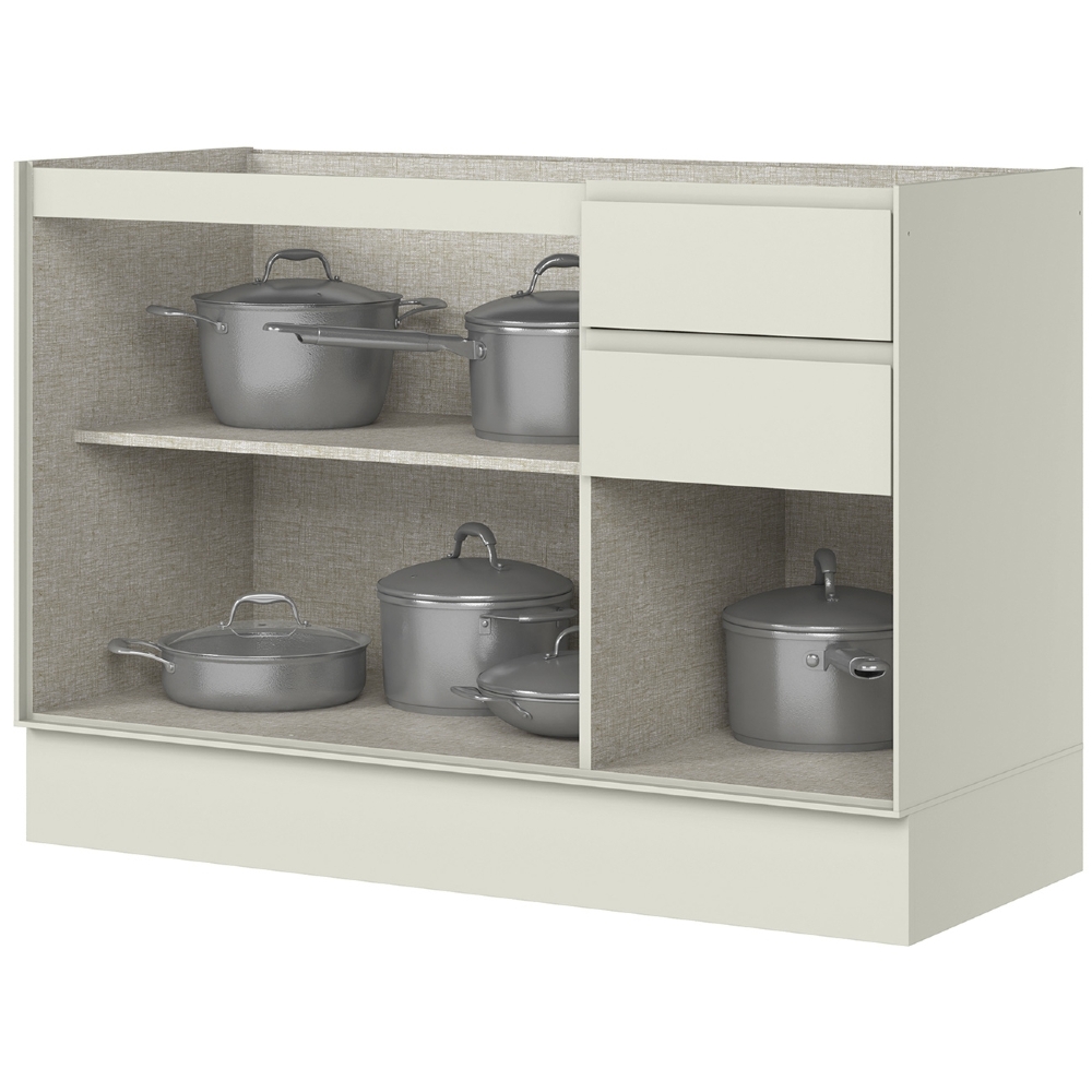 Balcão de Cozinha P/ Pia 120cm 3 Portas Sem Tampo Amalfi Areia H02 - Mpozenato