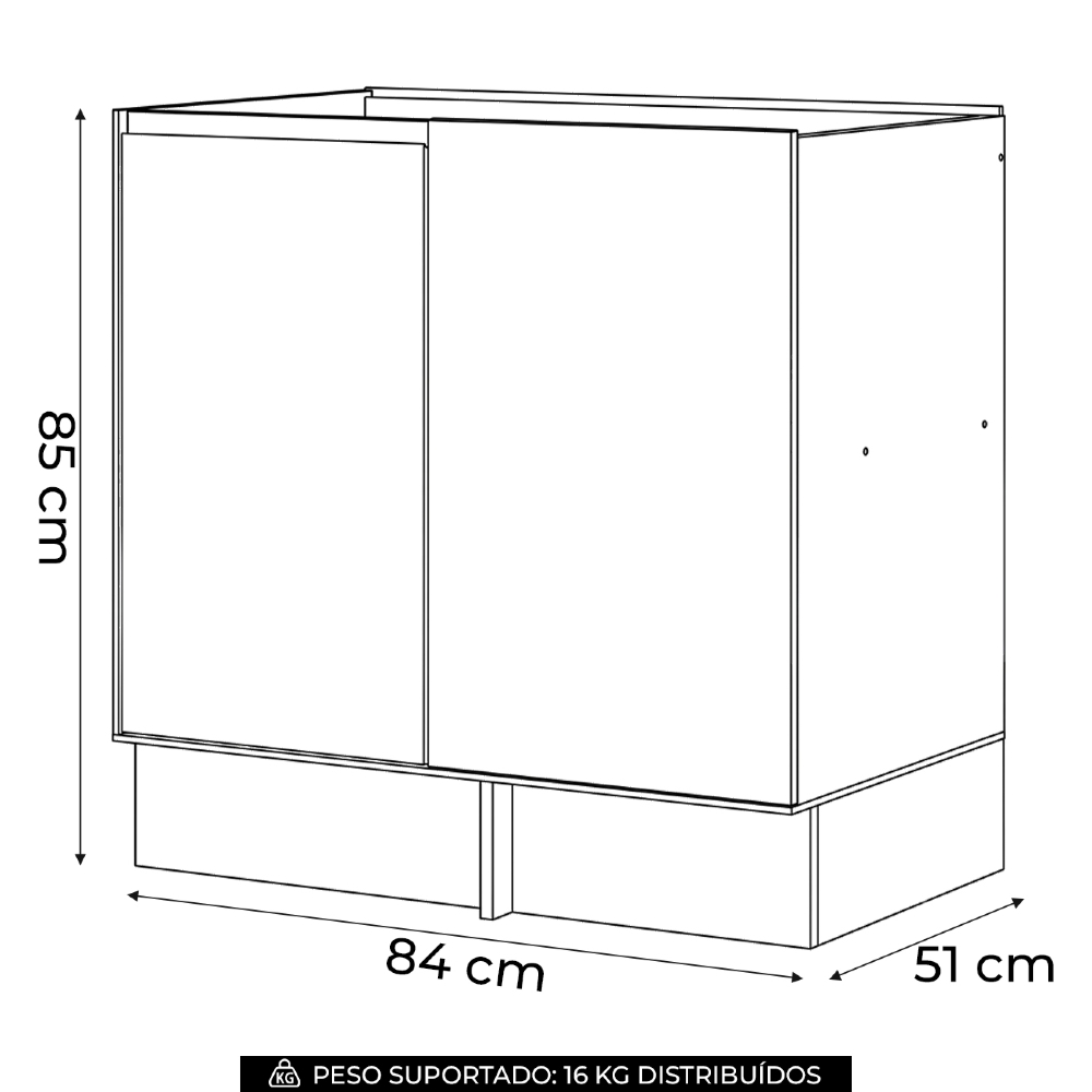 Balcão de Cozinha Canto Reto 84cm Sem Tampo Amalfi Areia H02 - Mpozenato