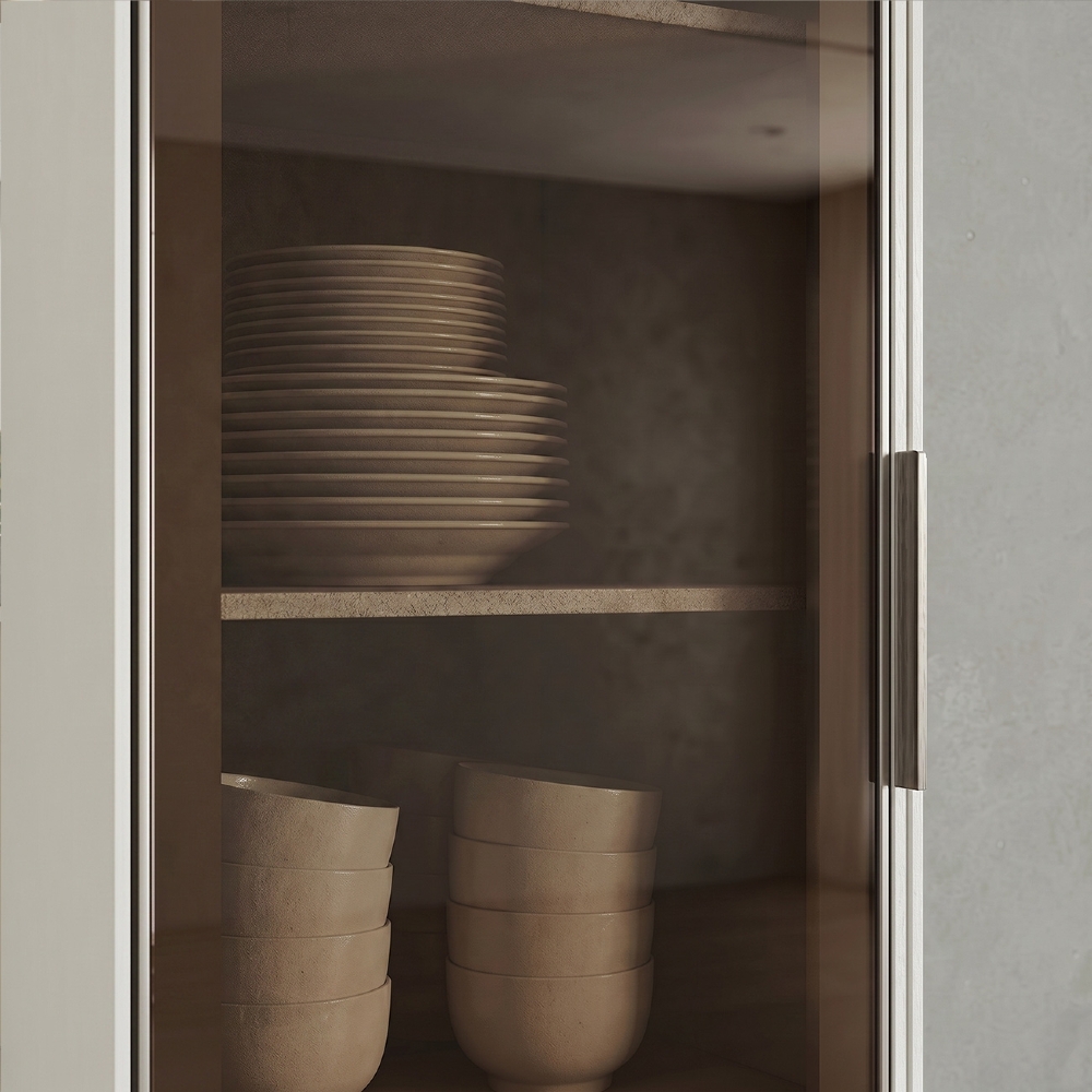Cristaleira 1 Porta Vidro 50cm 100% MDF Amalfi Areia H02 - Mpozenato