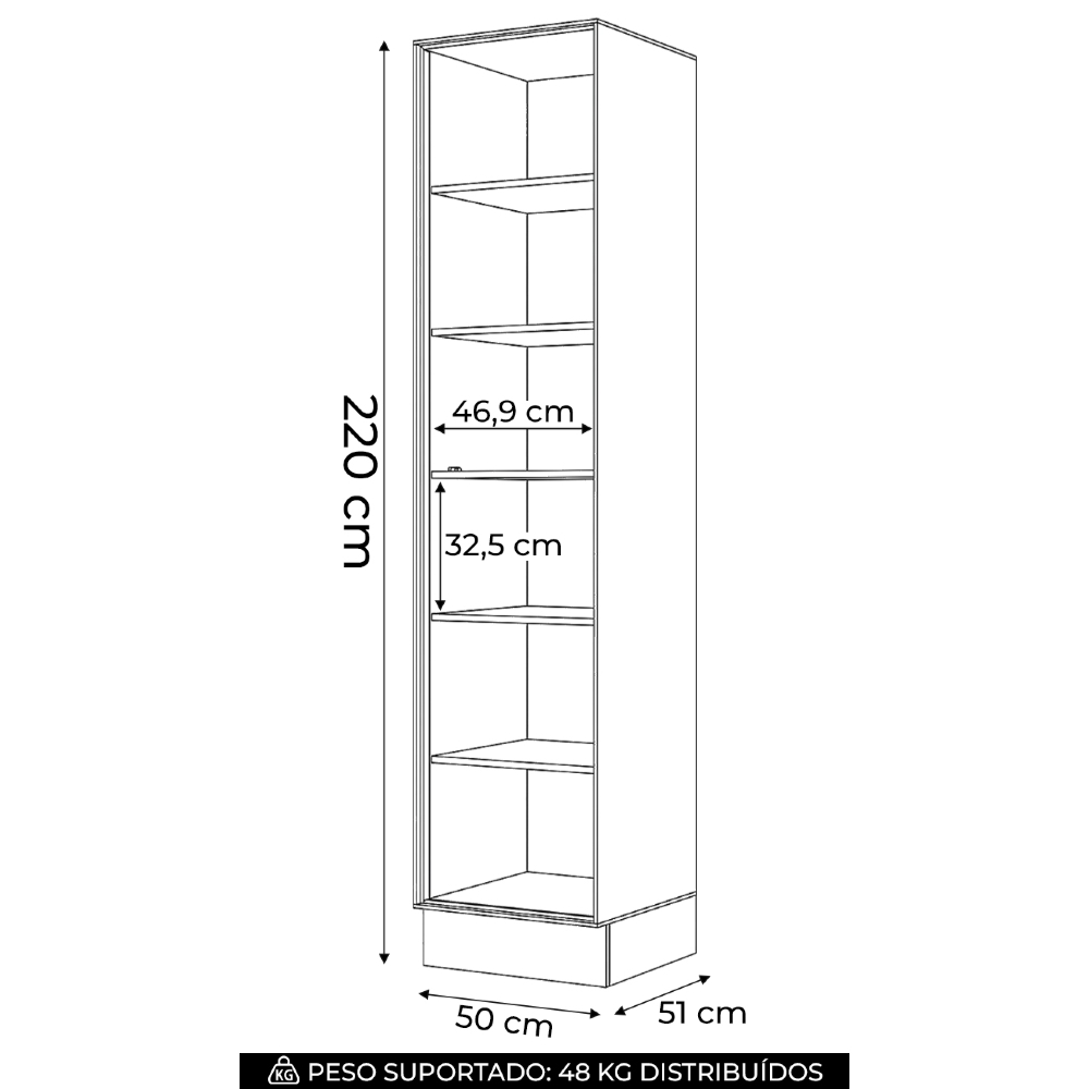 Cristaleira 1 Porta Vidro 50cm 100% MDF Amalfi Areia H02 - Mpozenato
