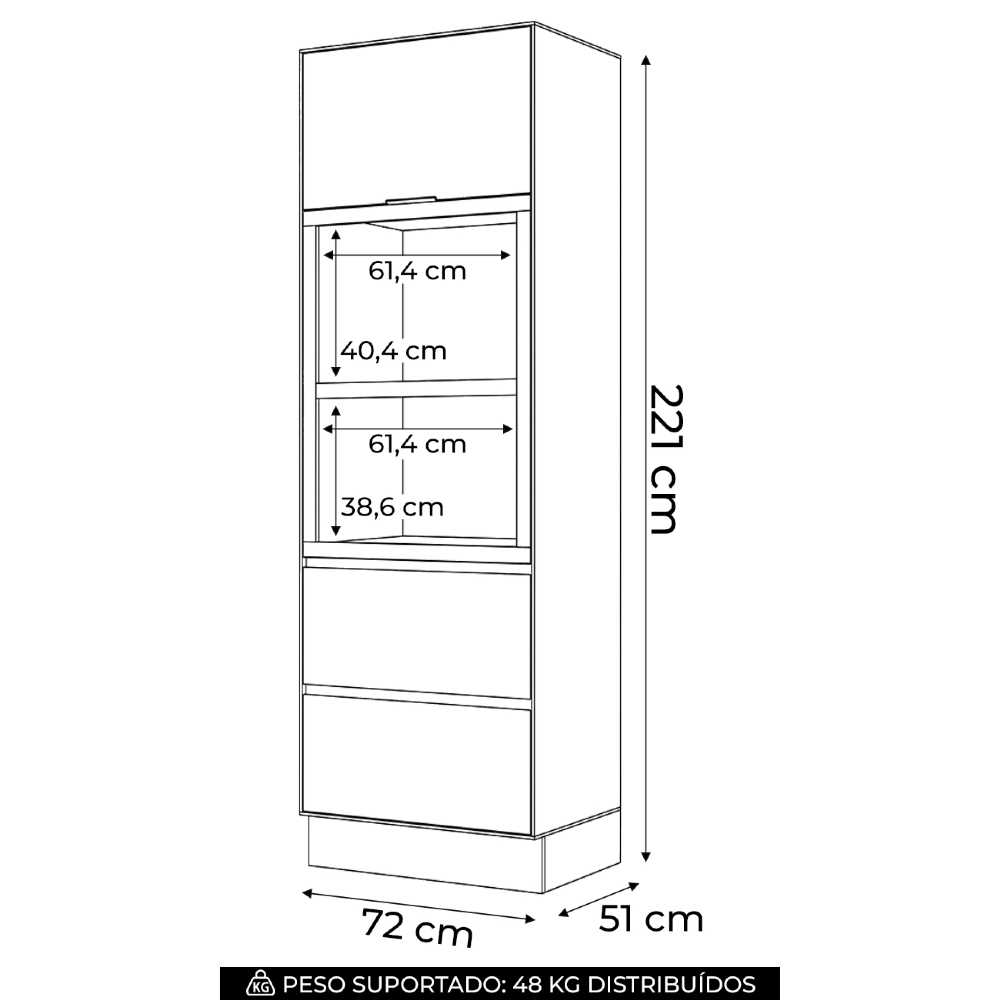 Paneleiro Torre Quente 72cm 2 Nichos Amalfi Areia H02 - Mpozenato