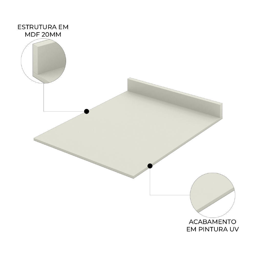 Tampo Para Balcão de Cozinha 40cm Amalfi Areia H02 - Mpozenato