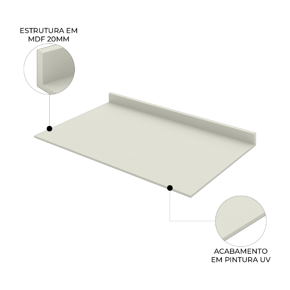 Tampo Para Balcão de Cozinha 80cm Amalfi Areia H02 - Mpozenato