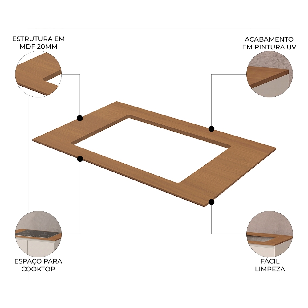 Tampo Para Balcão de Cozinha Cooktop 80cm Amalfi Cinamomo H02 - Mpozenato