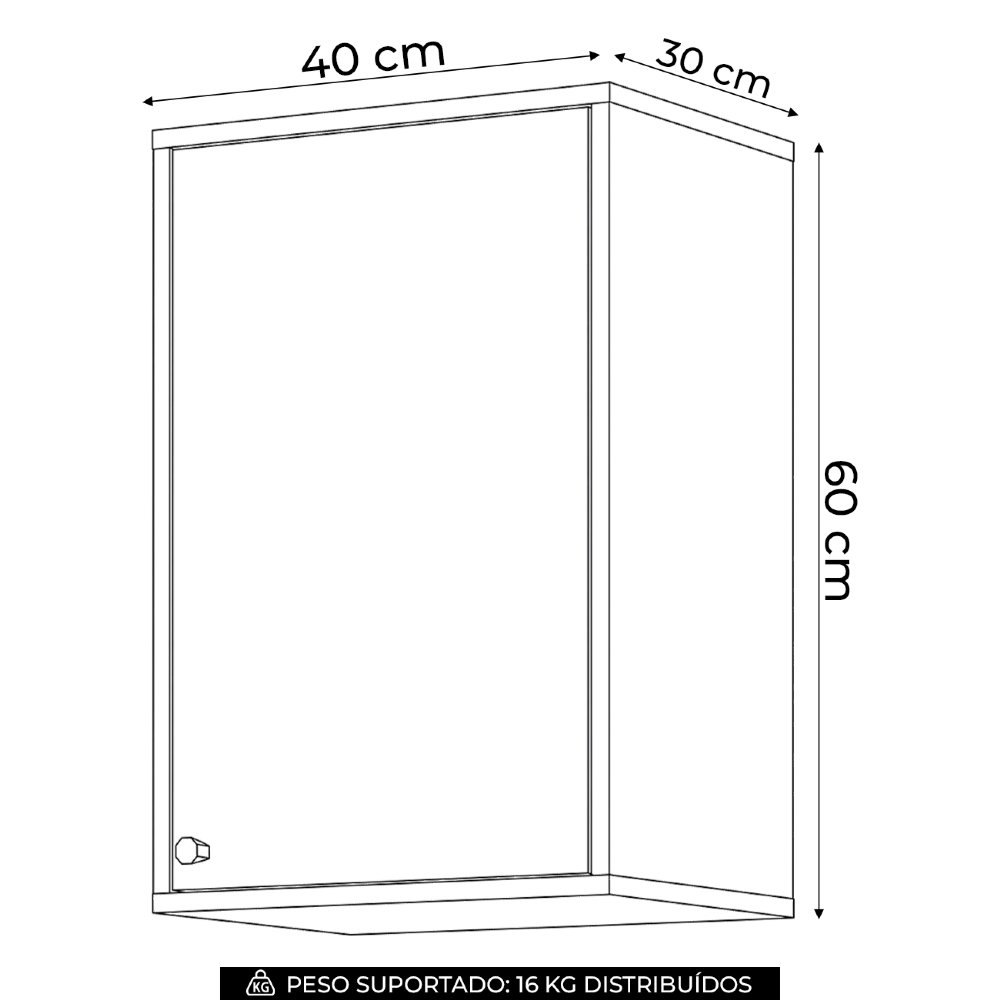 Armário de Cozinha Aéreo 40cm 1 Porta Versato Cinamomo H02 - Mpozenato