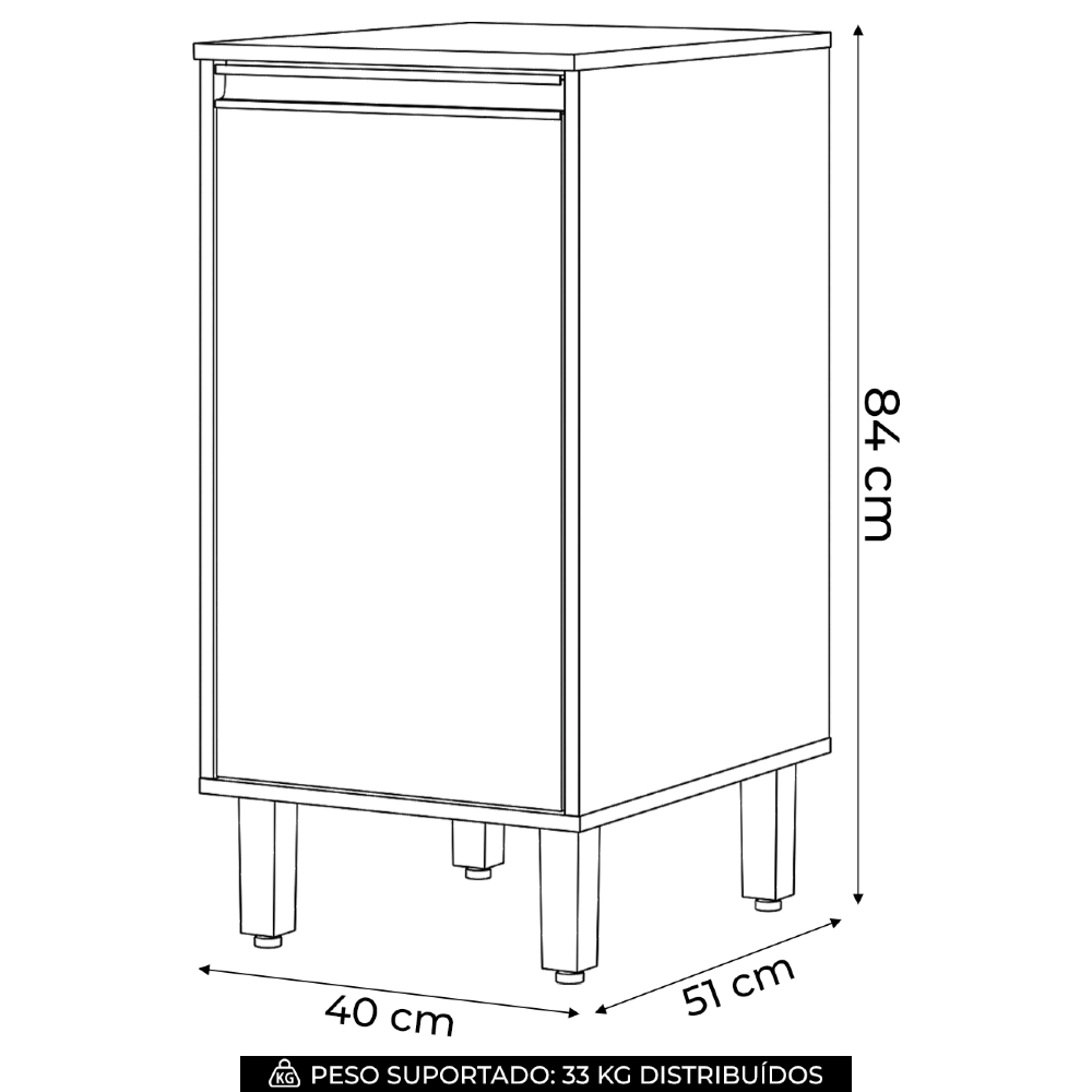 Balcão de Cozinha 40cm 1 Porta Versato Cinamomo/Off White H02 - Mpozenato