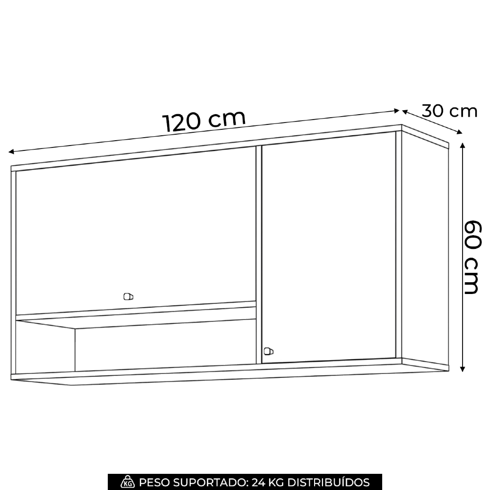 Armário de Cozinha Aéreo 120cm 2 Portas Versato Cinamomo H02 - Mpozenato