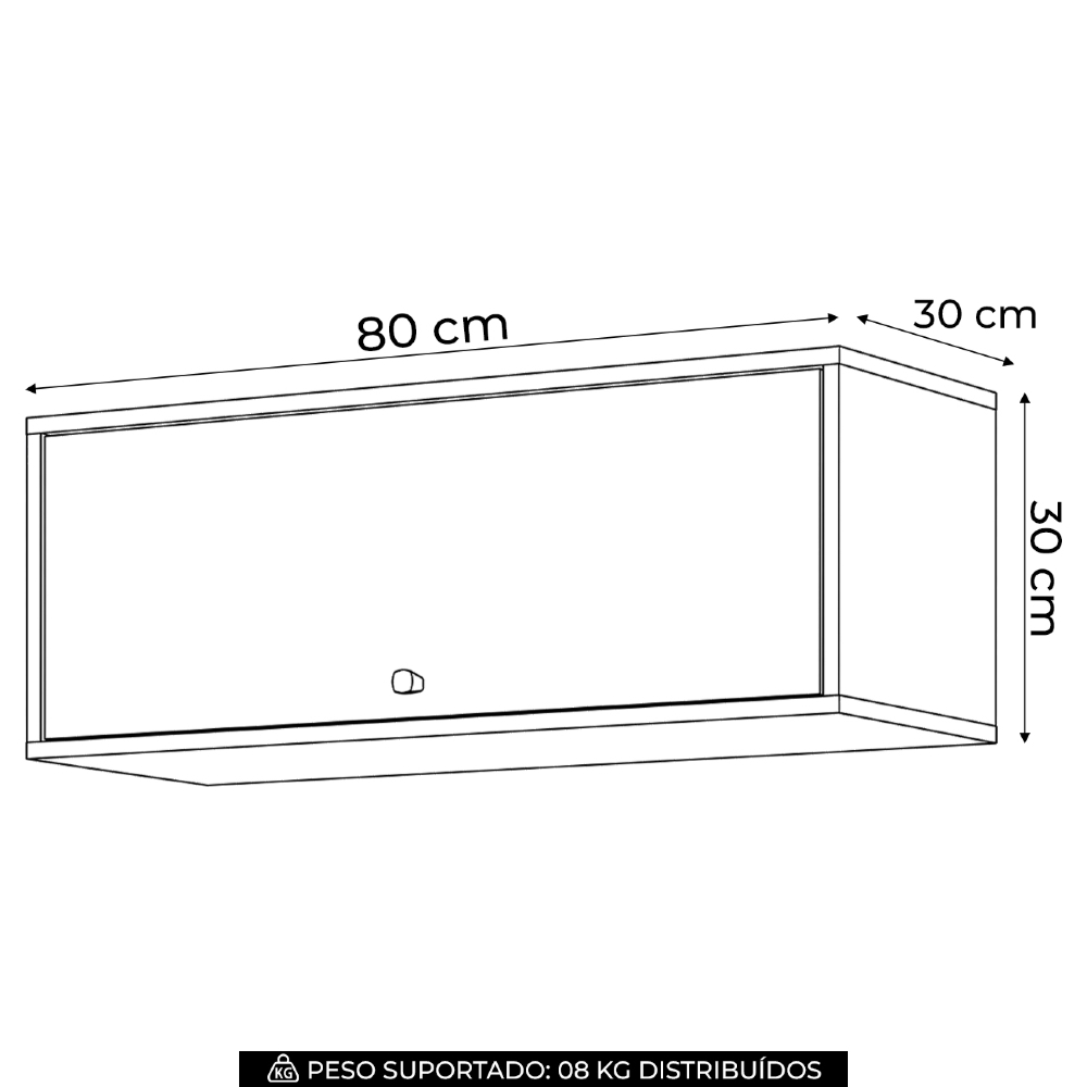 Armário de Cozinha Aéreo 80cm 1 Porta Versato Cinamomo H02 - Mpozenato