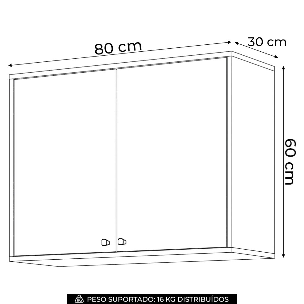 Armário de Cozinha Aéreo 80cm 2 Portas Versato Cinamomo H02 - Mpozenato
