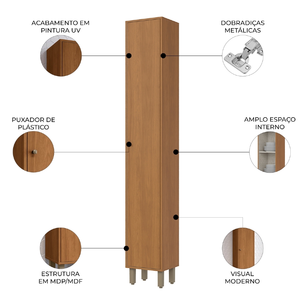 Paneleiro de Cozinha 35cm 1 Porta Versato Cinamomo H02 - Mpozenato