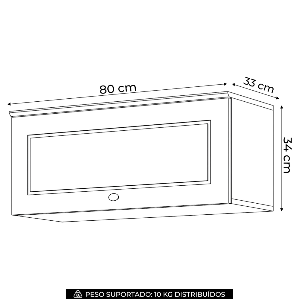 Armário de Cozinha Aéreo 80cm 1 Porta Americana Cinza - Henn