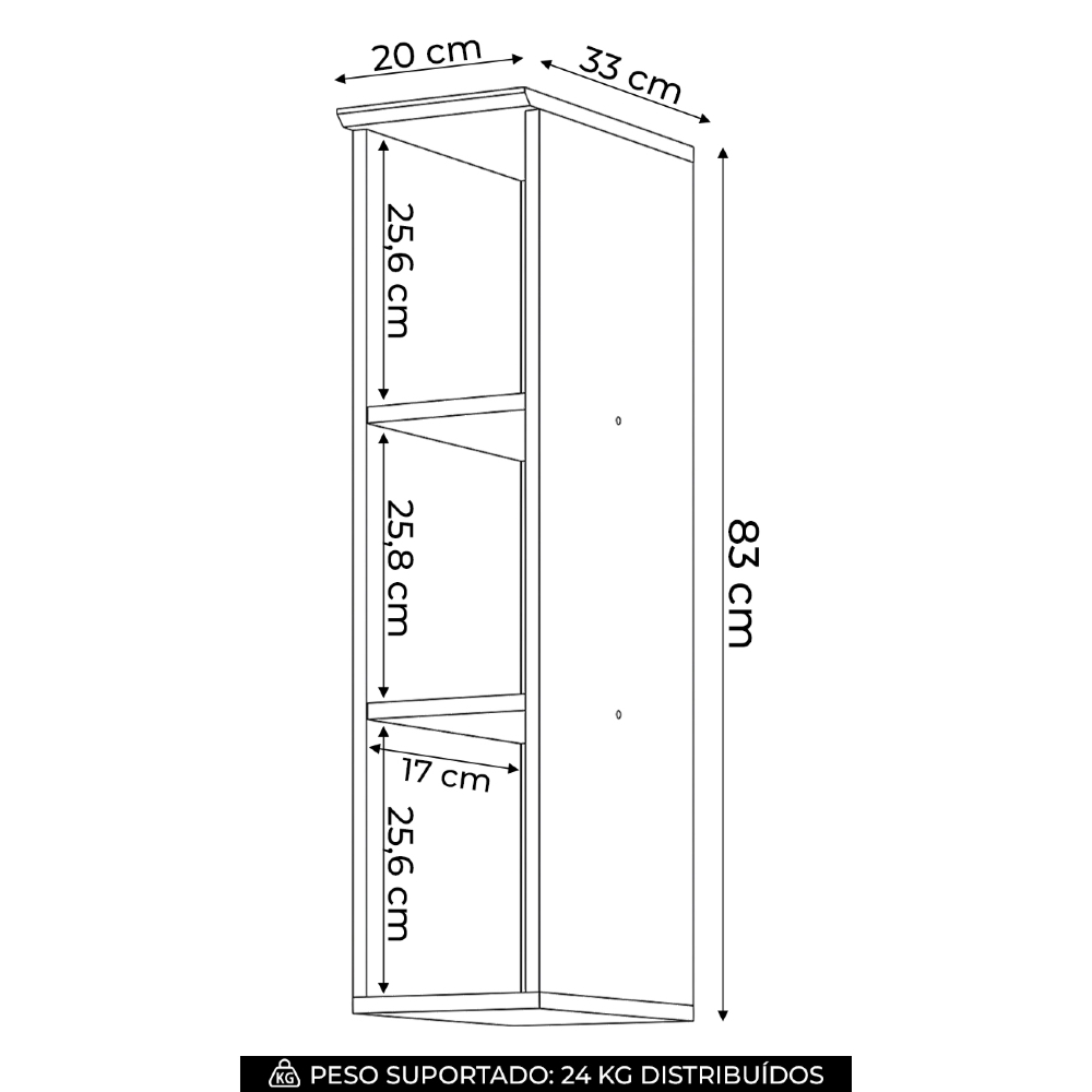 Nicho Aéreo Adega Vertical 20cm Americana Cinza - Henn 