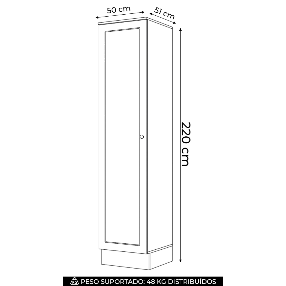Paneleiro de Cozinha 50cm 1 Porta 100% MDF Americana Branco - Henn