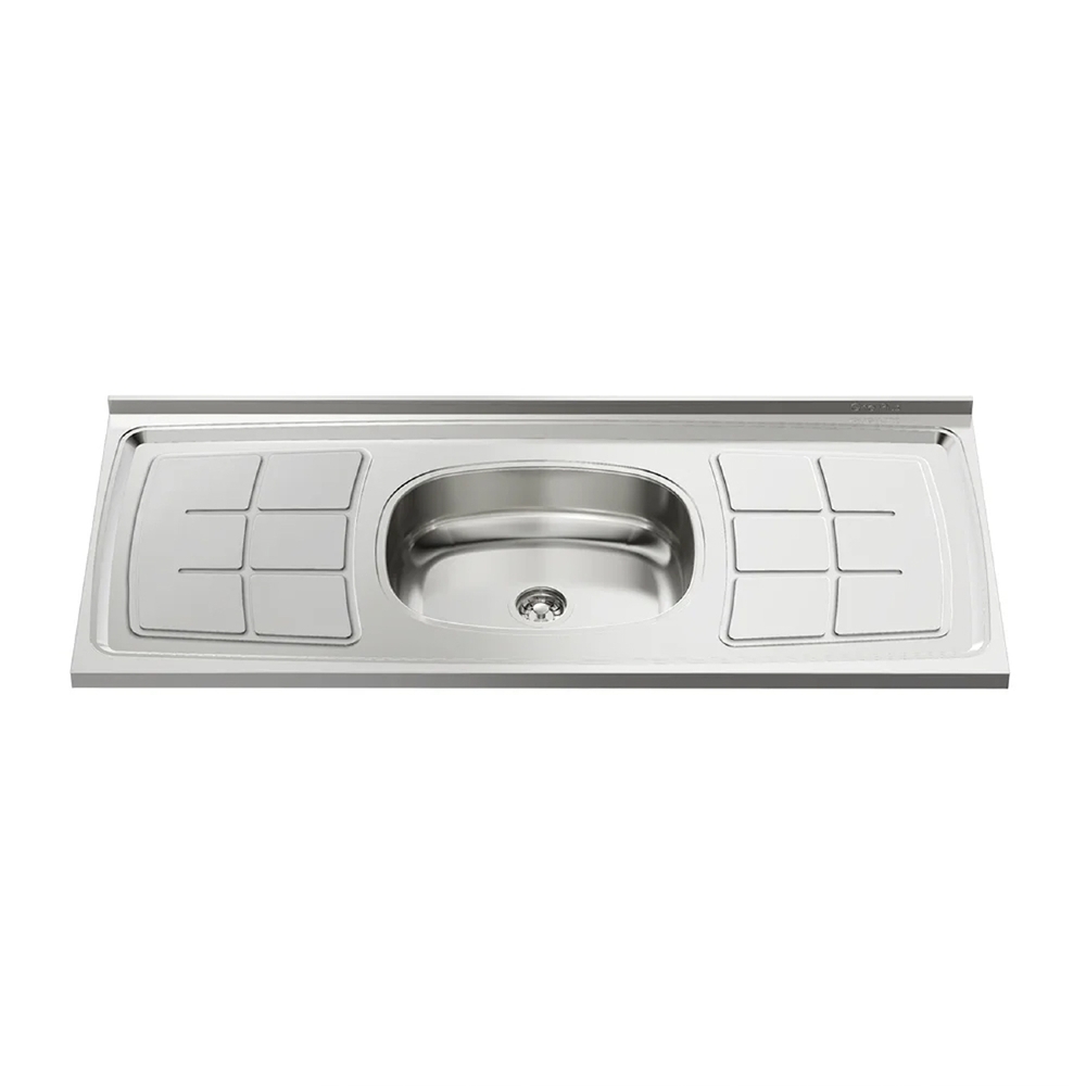 Balcão Gabinete Nathan com Pia Inox 120cm 2 Portas Branco - Nathy Móveis