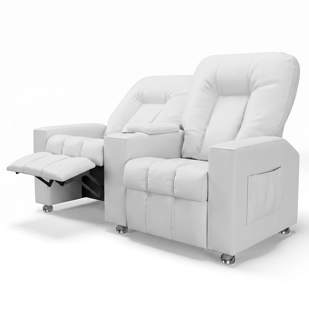 Poltrona Reclinável Para Cinema 2 Lugares Praddo FH9 PU Branco - Mpozenato