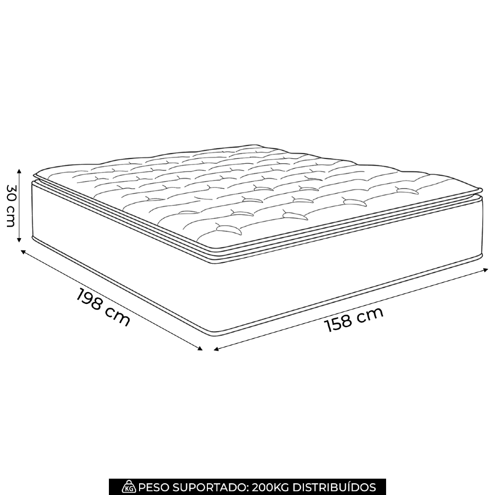 Colchão Box Casal Queen Size 158cm Molas Ensacadas Soft Pillow Love Story Bege/Marrom - Gazin