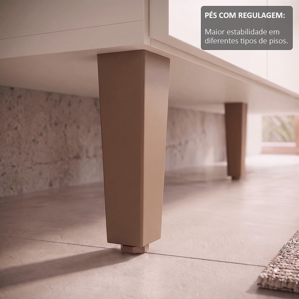 Balcão Gabinete Para Pia 160cm Sem Tampo 3 Portas Karen Z49 Branco - Mpozenato