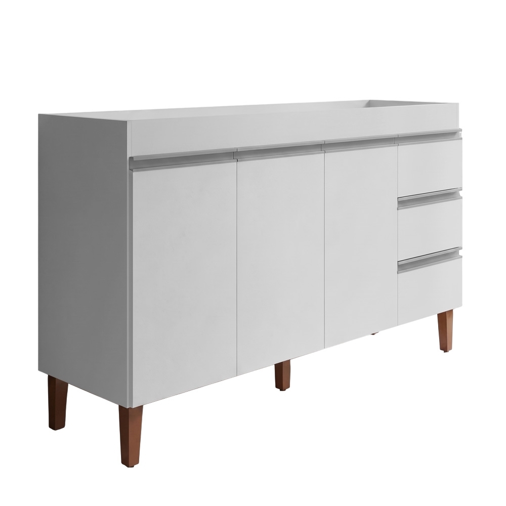Balcão Gabinete Para Pia 160cm Sem Tampo 3 Portas Karen Z49 Branco - Mpozenato