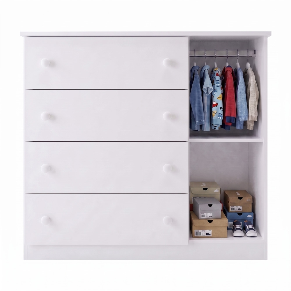 Cômoda Infantil Helena 01 Porta e 04 Gavetas Branco - Phoenix