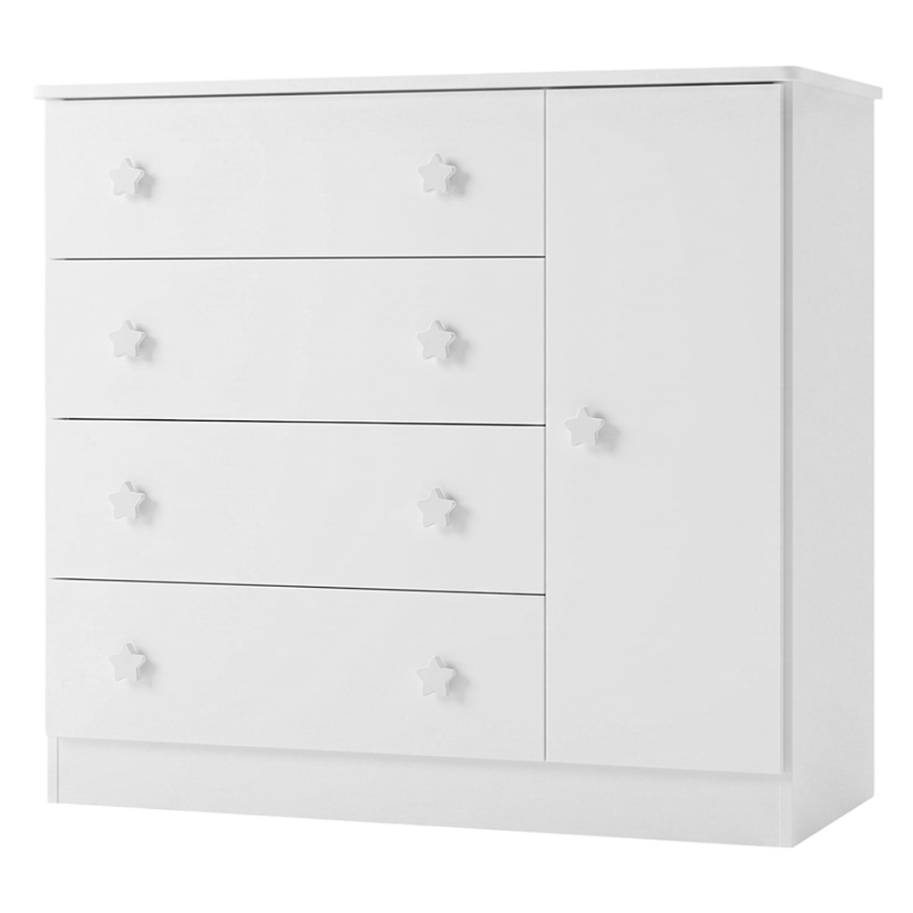 Cômoda Infantil Doce Sonho 1 Porta 4 Gavetas Branco - Qmovi