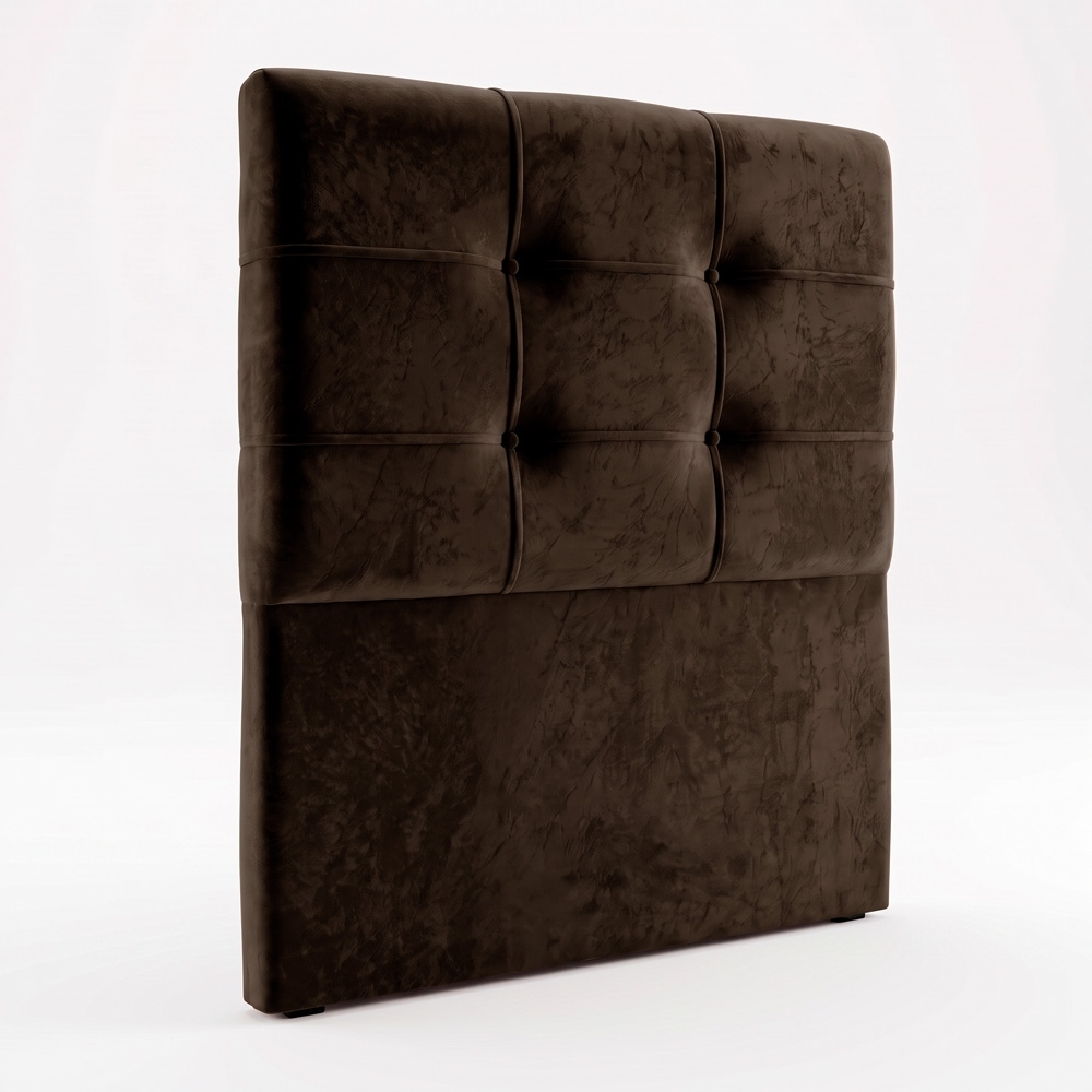 Cabeceira Cama Box Solteiro 90cm London Veludo Chocolate - JS Móveis