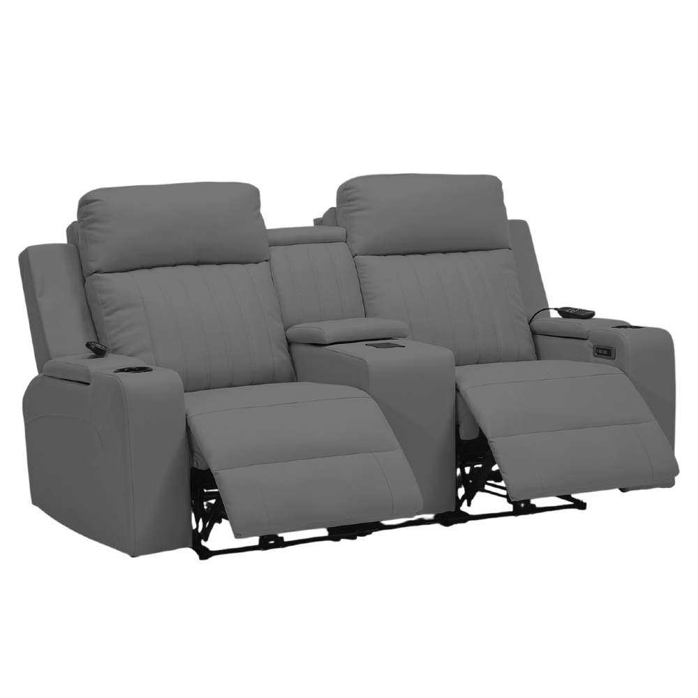 Poltrona Reclinável Cinema 2 Lugares Massagem Moscou Sintético Cinza Z57 - Mpozenato