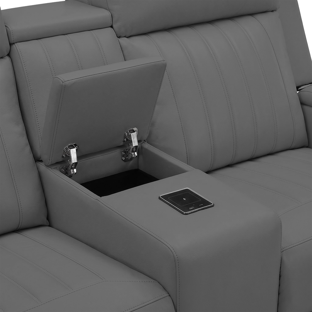 Poltrona Reclinável Cinema 2 Lugares Massagem Moscou Sintético Cinza Z57 - Mpozenato