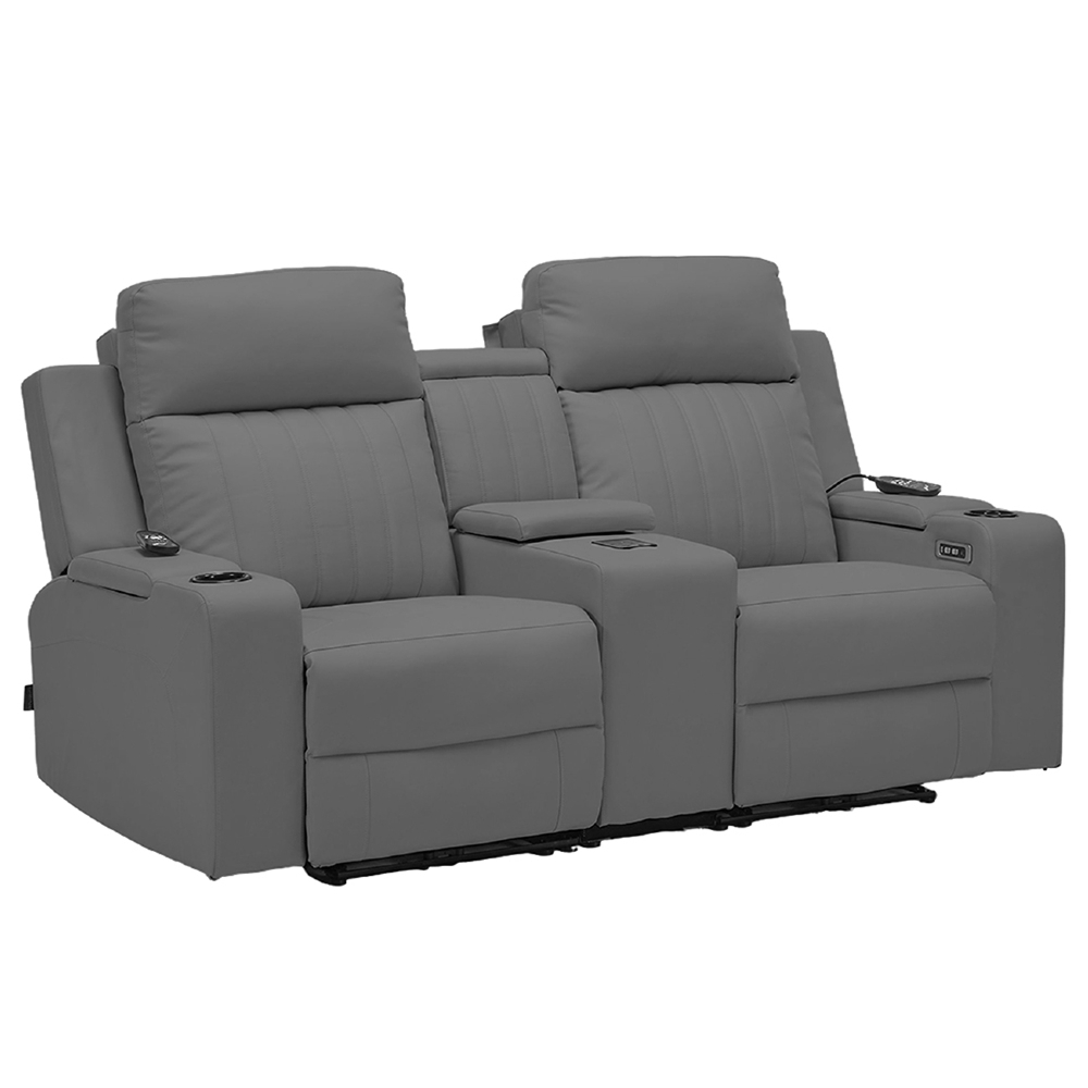Poltrona Reclinável Cinema 2 Lugares Massagem Moscou Sintético Cinza Z57 - Mpozenato