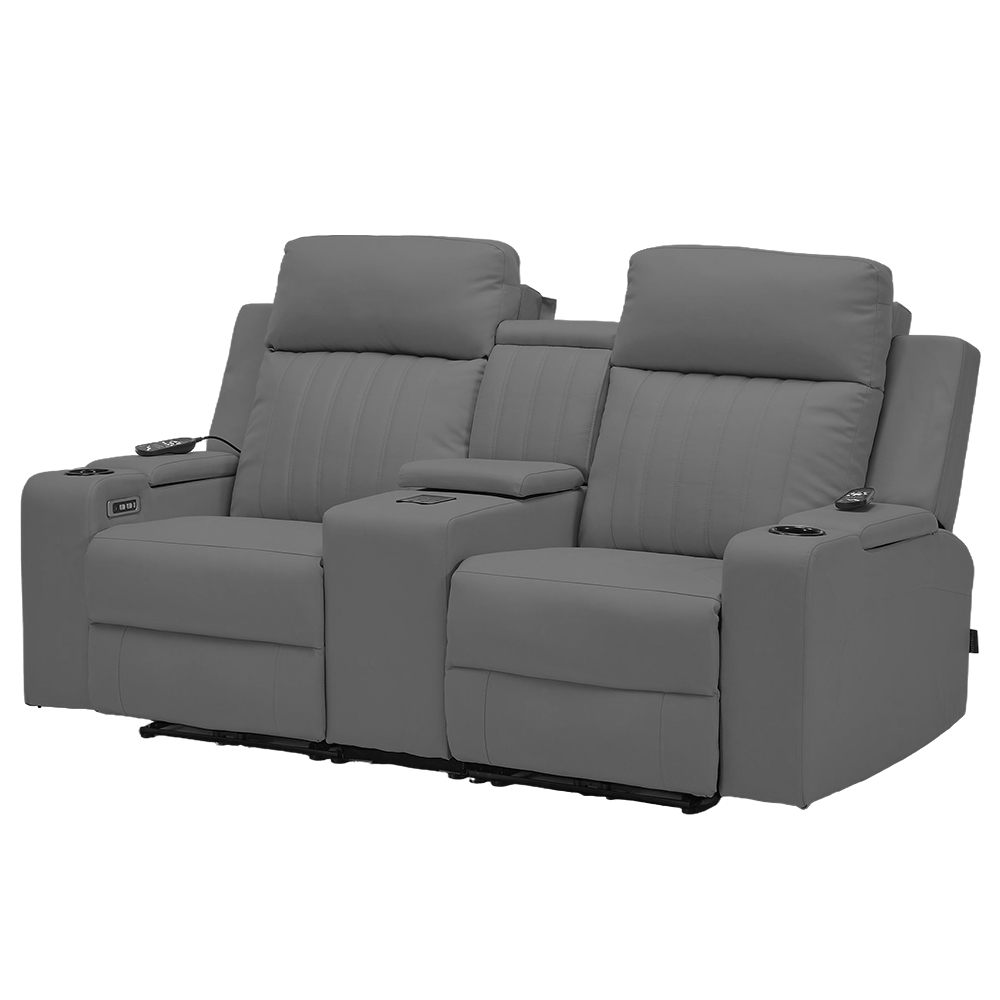 Poltrona Reclinável Cinema 2 Lugares Massagem Moscou Sintético Cinza Z57 - Mpozenato