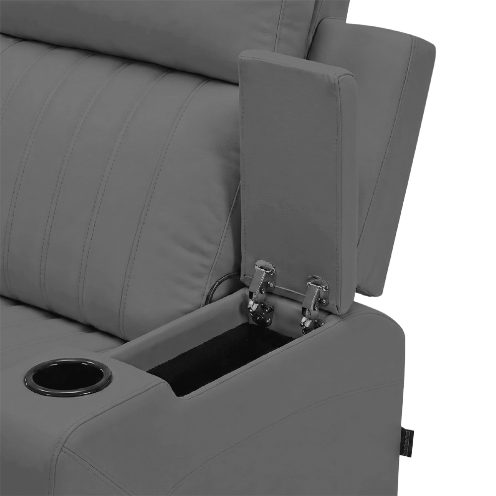 Poltrona Reclinável Cinema 3 Lugares Massagem Moscou Sintético Cinza Z57 - Mpozenato